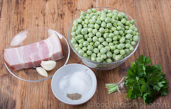 Ингредиенты для горохового супа с беконом