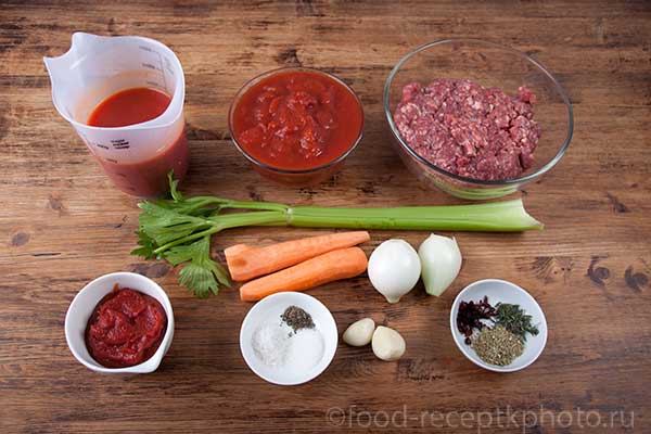 Ингредиенты для мясного соуса